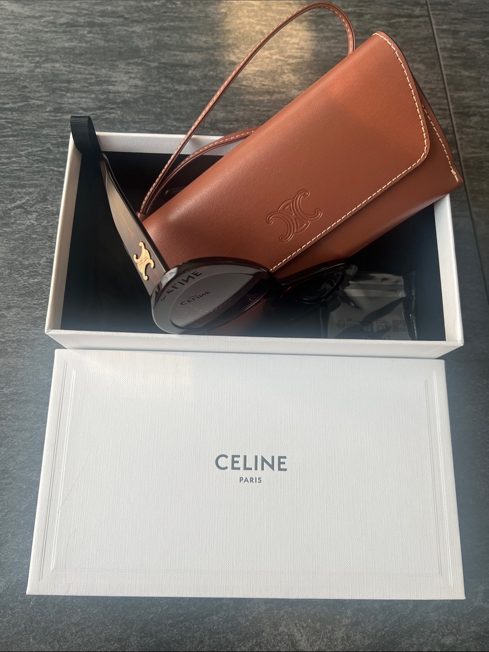 Celine Triomphe Sunglasses with Brown Leather Case